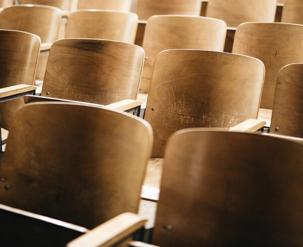 close up of chairs in auditorium