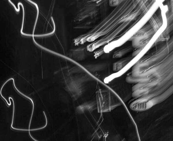 intentional camera movement light leaks, black and white