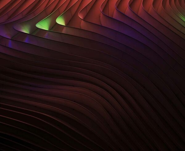Red wavy texture with green light coming through waves
