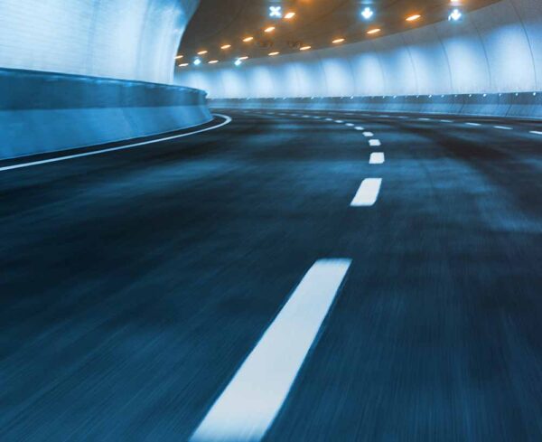 inside tunnel, double lanes, fast motion