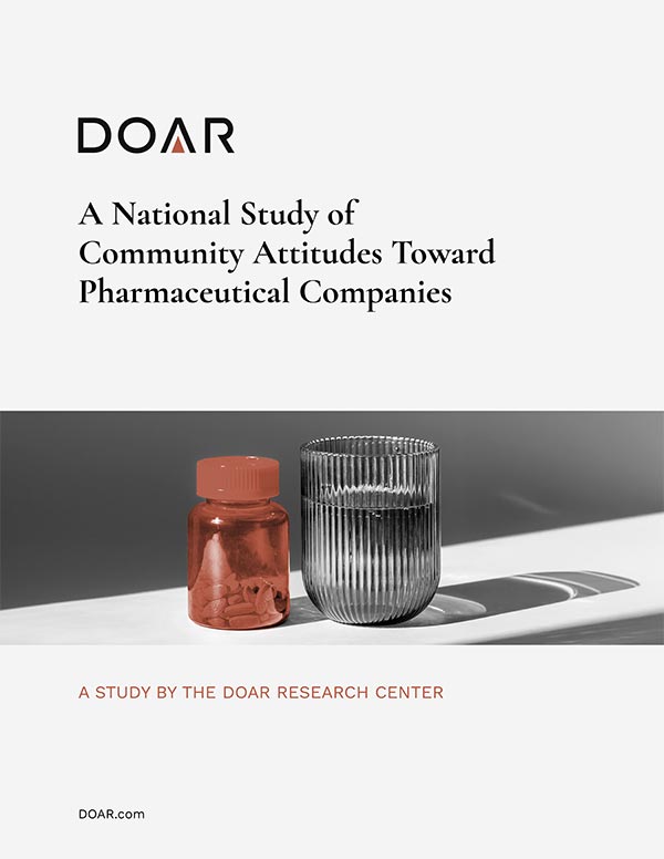 Report cover showing a black and white photo of a pill bottle and a glass of water on a table with a shadow being cast. The pill bottle has a copper tint to it.