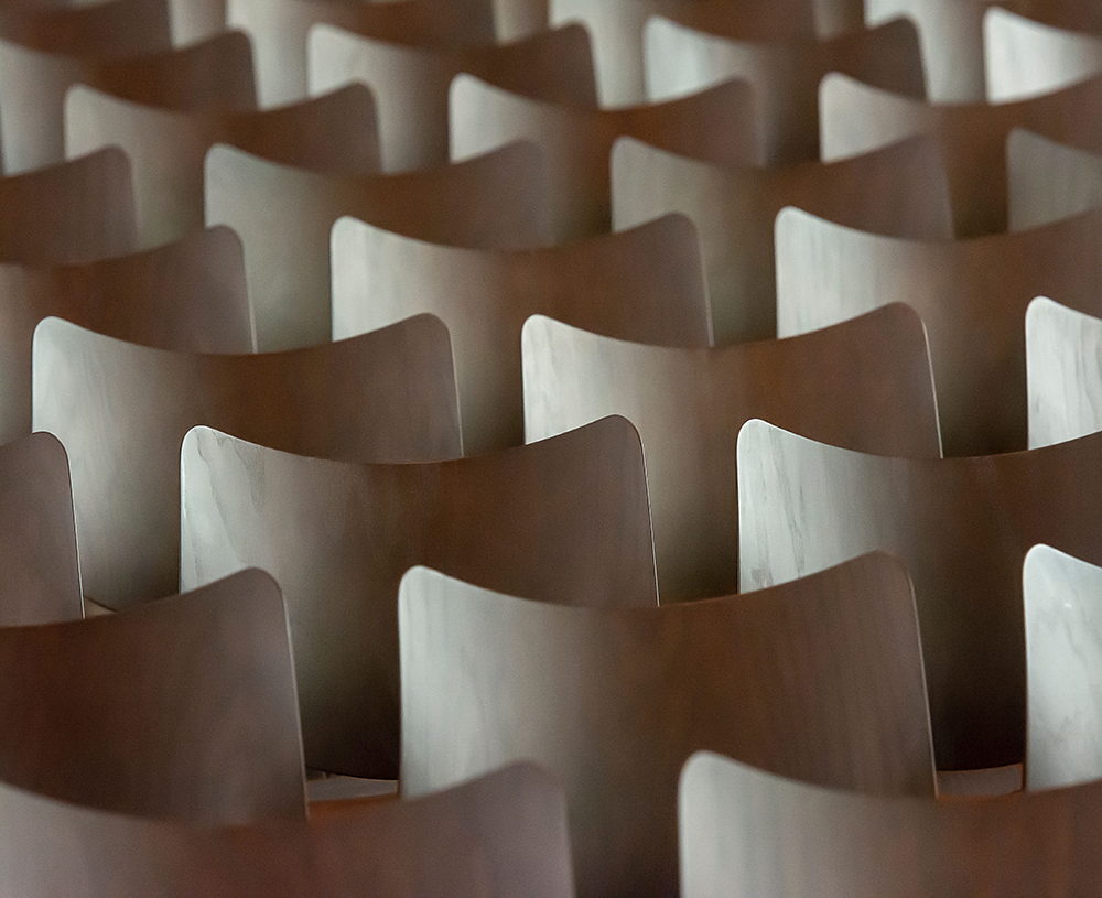 rows of chairs abstract looking scene