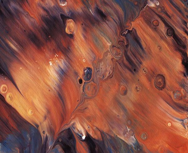 orange background painted with dark blue and black